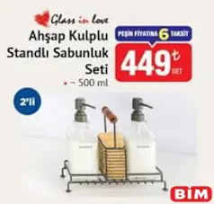 GLASS İN LOVE AHŞAP KULPLU STANDLI SABUNLUK SETİ 500 ML 2'Lİ fiyat ve kampanya bilgisi